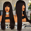 Synthetic Wig kinky Straight Middle Part Wig Long Natural Black Synthetic Hair 22 inch Women