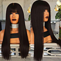 Synthetic Wig kinky Straight Middle Part Wig Long Natural Black Synthetic Hair 22 inch Women