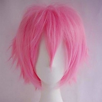 Synthetic Wig Natural Straight Asymmetrical Wig Short Pink Synthetic Hair Women
