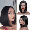 Synthetic Wig Natural Straight Asymmetrical Wig Short Wine Red Silver grey Black Synthetic Hair Women
