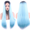 Synthetic Wig Natural Straight Middle Part Wig Medium Length Black / Blue Synthetic Hair Women