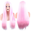 Synthetic Wig Natural Straight Middle Part Wig Medium Length Pink Synthetic Hair Women