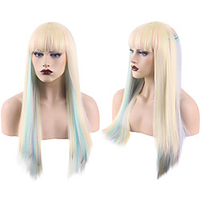 Synthetic Wig Natural Straight Neat Bang Wig Medium Length A1 Synthetic Hair Women