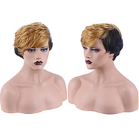 Synthetic Wig Natural Straight Short Bob Side Part Wig Short Black / Gold Synthetic Hair Women