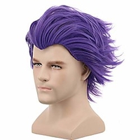Synthetic Wig Natural Straight Short Bob Wig Short Purple Synthetic Hair Men