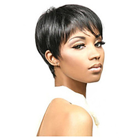 Synthetic Wig Natural Straight With Bangs Wig Short Natural Black Synthetic Hair 10 inch Women