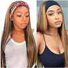 Synthetic Wig Natural Straight With Headband Wig Medium Length Black / Brown Synthetic Hair Women