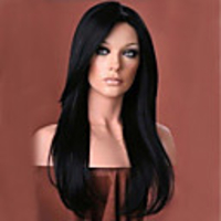 Synthetic Wig Natural Wave Kardashian Natural Wave With Bangs Wig Long Black1B Synthetic Hair Women