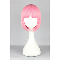 Synthetic Wig Straight Kardashian Straight Bob With Bangs Wig Pink Synthetic Hair Women