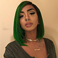 Synthetic Wig Straight Kardashian Straight Bob With Bangs Wig Short Green Synthetic Hair Women