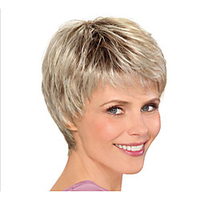 Synthetic Wig Straight Layered Haircut Wig Blonde Short Light golden Synthetic Hair 8inch Women