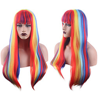 Synthetic Wig Straight Neat Bang Wig Medium Length A1 Synthetic Hair Women