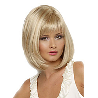 Synthetic Wig Straight Straight Bob With Bangs Wig Blonde Short Blonde Synthetic Hair Women
