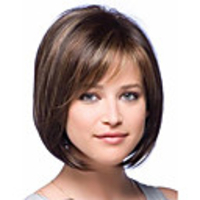 Synthetic Wig Straight Straight Bob With Bangs Wig Short Brown Synthetic Hair Women