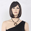 Synthetic Wig Straight Straight Bob With Bangs Wig Short Dark Brown Synthetic Hair Women