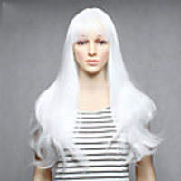 Synthetic Wig Straight Straight With Bangs Wig Long White Synthetic Hair 22 inch Women