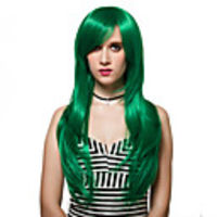 Synthetic Wig Straight Wig Long Green Synthetic Hair Women