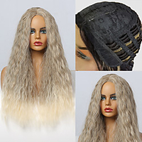 Synthetic Wig Water Wave Deep Curly Middle Part Wig 28 inch Grey Synthetic Hair 28 inch Women