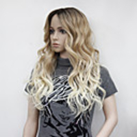 Synthetic Wig Wavy Middle Part Wig Blonde Long Blonde Synthetic Hair Women