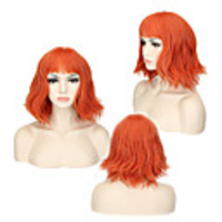 Synthetic Wig Wavy Minaj Bob With Bangs Wig Short Orange Synthetic Hair 14INCH Women