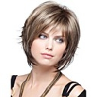 Synthetic Wig Wavy Wavy Bob With Bangs Wig Blonde Short Blonde Synthetic Hair 8 inch Women