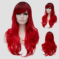 Synthetic Wig Wavy Wavy With Bangs Wig Long Red Synthetic Hair Women