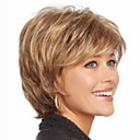 Synthetic Wig Wavy Wavy With Bangs Wig Short Strawberry Blonde Synthetic Hair Women