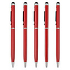 SZKINSTONreg; 5PCS Red Universal 2in1 Special Metal Touch Screen Pen Stylus with Ball Pen Capacitive Pen for iPhone/iPad/Samsung/Moto/Nokia/HUAWEI/Xiaomi/OnePlus/VIVO/OPPO/Sony/LG/Lenovo and other
