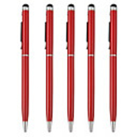 SZKINSTONreg; 5PCS Red Universal 2in1 Special Metal Touch Screen Pen Stylus with Ball Pen Capacitive Pen for iPhone/iPad/Samsung/Moto/Nokia/HUAWEI/Xiaomi/OnePlus/VIVO/OPPO/Sony/LG/Lenovo and other