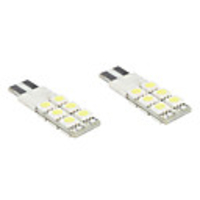 T10 5050 SMD 12-LED White Light Bulb for Car Lamps with Flashing (2-Pack,  DC 12V)