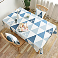 Table Cloth Cotton Dust-Proof Classic Printing Table Cover, Stain Proof, Water Resistant Washable Table, Decorative Oblong Table Cover for Kitchen, Holiday