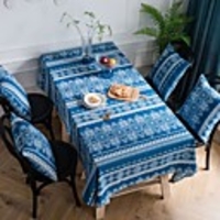 Table Cloth Vintage Blue Lace Printed Table Cloth Cotton Linen Table Cloth Picnic Cloth