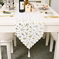 Table Runner Cotton Christmas Contemporary Holiday Table Cover Table Decorations for Christmas Rectangular 18036 cm White 1 pc