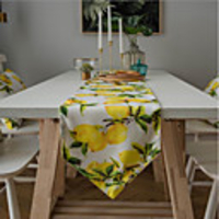 Table Runner Yellow Lemon Print Garden Plant Dining Table Tv Cabinet Coffee Table Double Placemat
