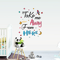 TAKE Spaceship Cartoon With Colorful English Letters Can Remove Stickers Decorating The Wall Of Children