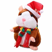 talking hamster repeats what you say mimicry pet plush buddy electronic mouse interactive toy funny kids stuffed toys children early learning for girl and boy (brown)