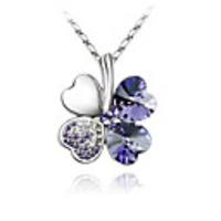 Tanzanite PurpleShining Crystal And Platinum Plated Alloy Pendant Necklace