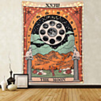 Tarot Divination Wall Tapestry Art Decor Blanket Curtain Picnic Tablecloth Hanging Home Bedroom Living Room Dorm Decoration Mysterious Bohemian Moon Sun Star