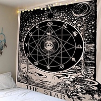 Tarot Divination Wall Tapestry Art Decor Blanket Curtain Picnic Tablecloth Hanging Home Bedroom Living Room Dorm Decoration Mysterious Bohemian Moon Sun Star Astrolabe