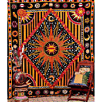 Tarot Divination Wall Tapestry Art Decor Blanket Curtain Picnic Tablecloth Hanging Home Bedroom Living Room Dorm Decoration Mysterious Bohemian Sun