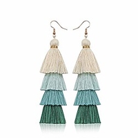 tassel earrings bohemian hand-woven beads colorful layered earrings green multi-color holiday gift for womens