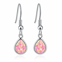 teardrop dangle drop earrings pink fire opal earrings 18k white gold plated gemstone jewelry gift for women girls