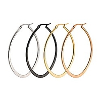 teardrop oval hoop earrings for women girls sensitive ears gold rose gold black huggie hoops 50mm(2) set