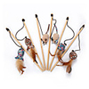 Teaser Feather Toy Interactive Toy Cat Toys Set Cat Pet Toy 1pc Animal Pet Exercise Releasing Pressure Wood Gift