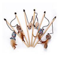 Teaser Feather Toy Interactive Toy Cat Toys Set Cat Pet Toy 1pc Animal Pet Exercise Releasing Pressure Wood Gift