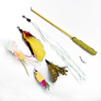 Teaser Feather Toy Interactive Toy Cat Toys Set Cat Pet Toy 6pcs Pet Exercise Releasing Pressure Plastic Gift