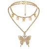 tennis link rhinestone chain gold color butterfly necklace for women iced out zirconia bling butterfly pendent hip hop choker necklace jewelry girls