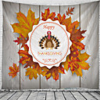 Thanksgiving Turkey Holiday Party Wall Tapestry Art Decor Blanket Curtain Picnic Tablecloth Hanging Home Bedroom Living Room Dorm Decoration Rose Polyester