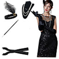 The Great Gatsby Charleston 1920s Roaring 20s Costume Accessory Sets Gloves Necklace Flapper Headband Women