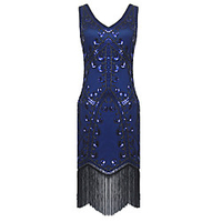 The Great Gatsby Charleston Retro Vintage Roaring 20s 1920s Vacation Dress Flapper Dress Ball Gown Prom Dress Halloween Costumes Women